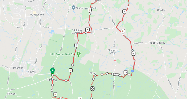 Ditchling Bicycle Route Map