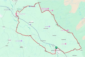 Route map for a ride starting in Appleby-in-Westmorland