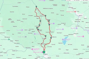 A map of a cycle route based on the Tissington Trail