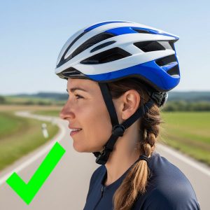 A picture showing the correct fit for cycling helmets