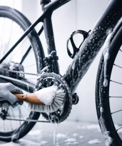 A bike being washed ready for a spring tune-up