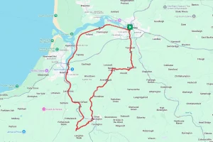 A map of a cycle route that includes the Tarka Trail