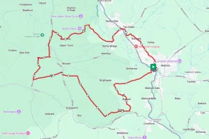 Map of a Short Bike Route Based In Matlock Derbyshire
