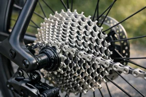 a picture of a clean drivetrain on a bicycle